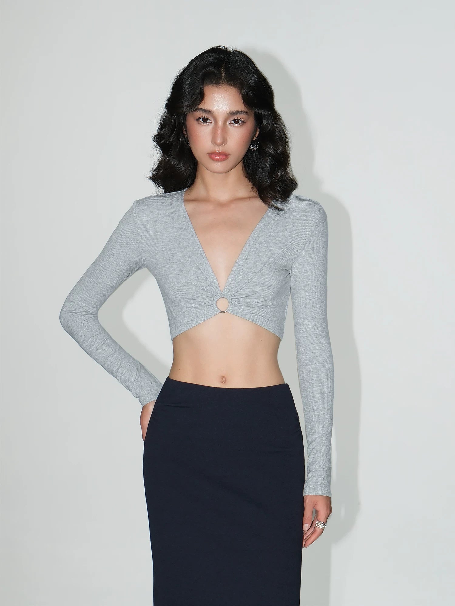 Ring Detail Plunge Crop Top