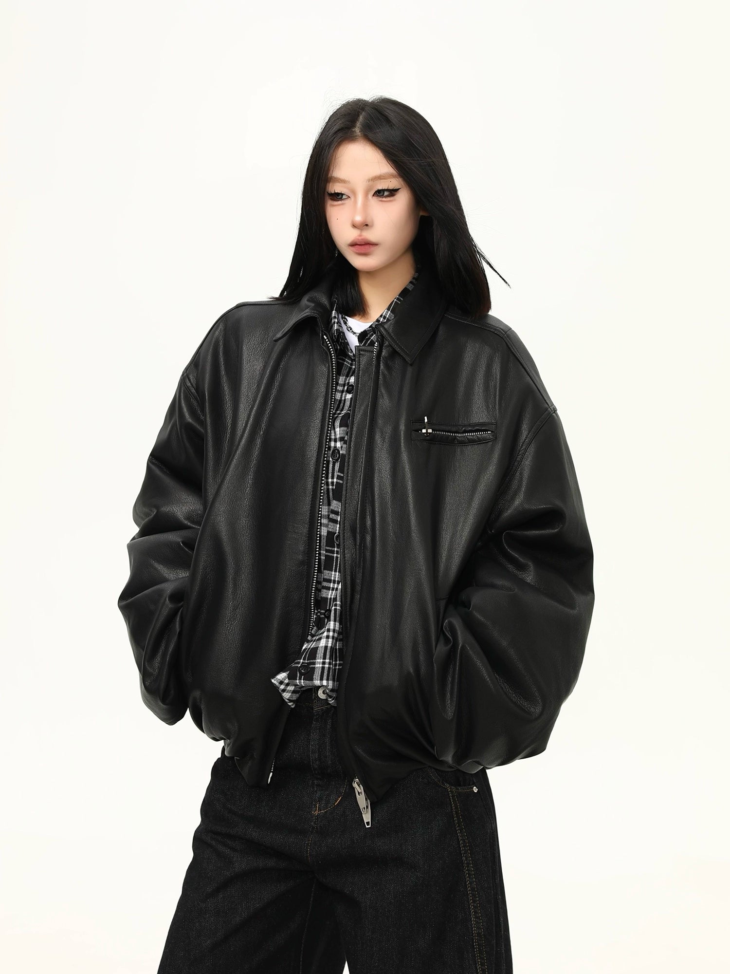 Midnight Drift Oversized Faux Leather Jacket