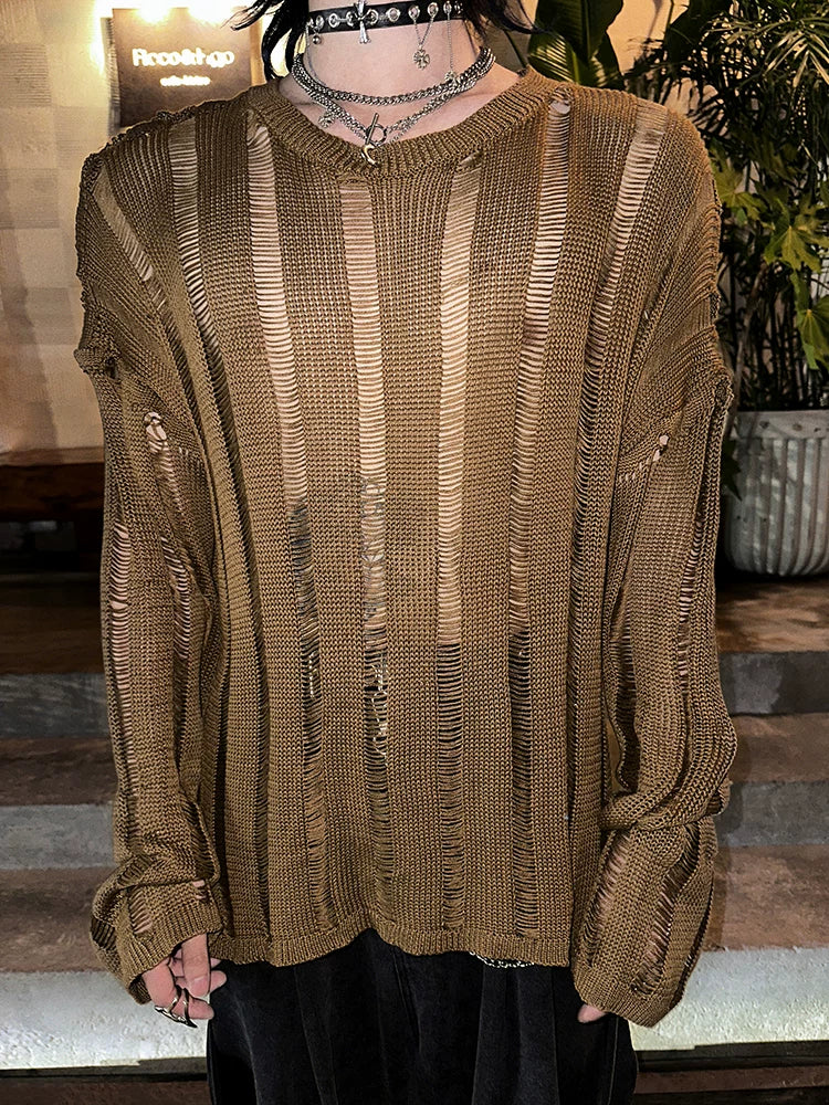 Rustveil Shredded Nightfall Knit Sweater
