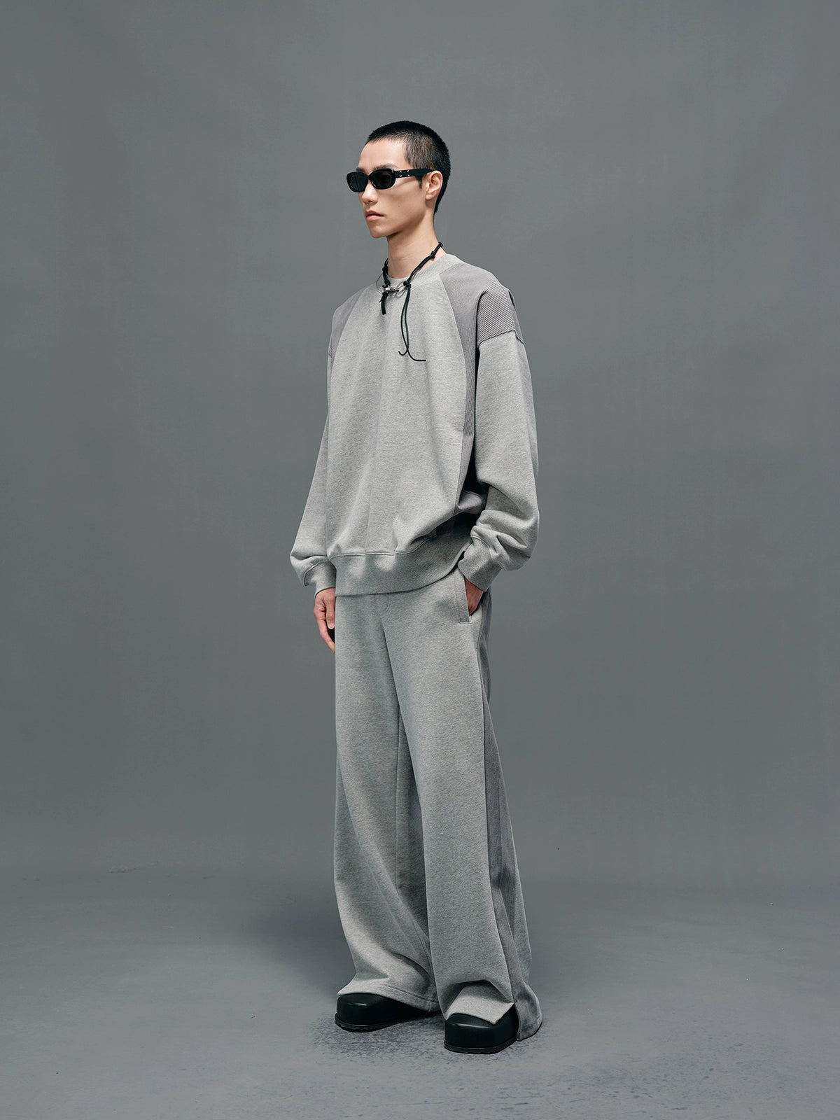 Panel Structural Sweatshirt & Athletic Pants Set