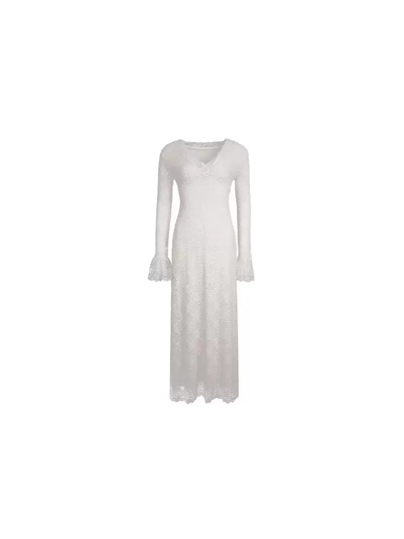 French Lace Long Sleeve Maxi Dress
