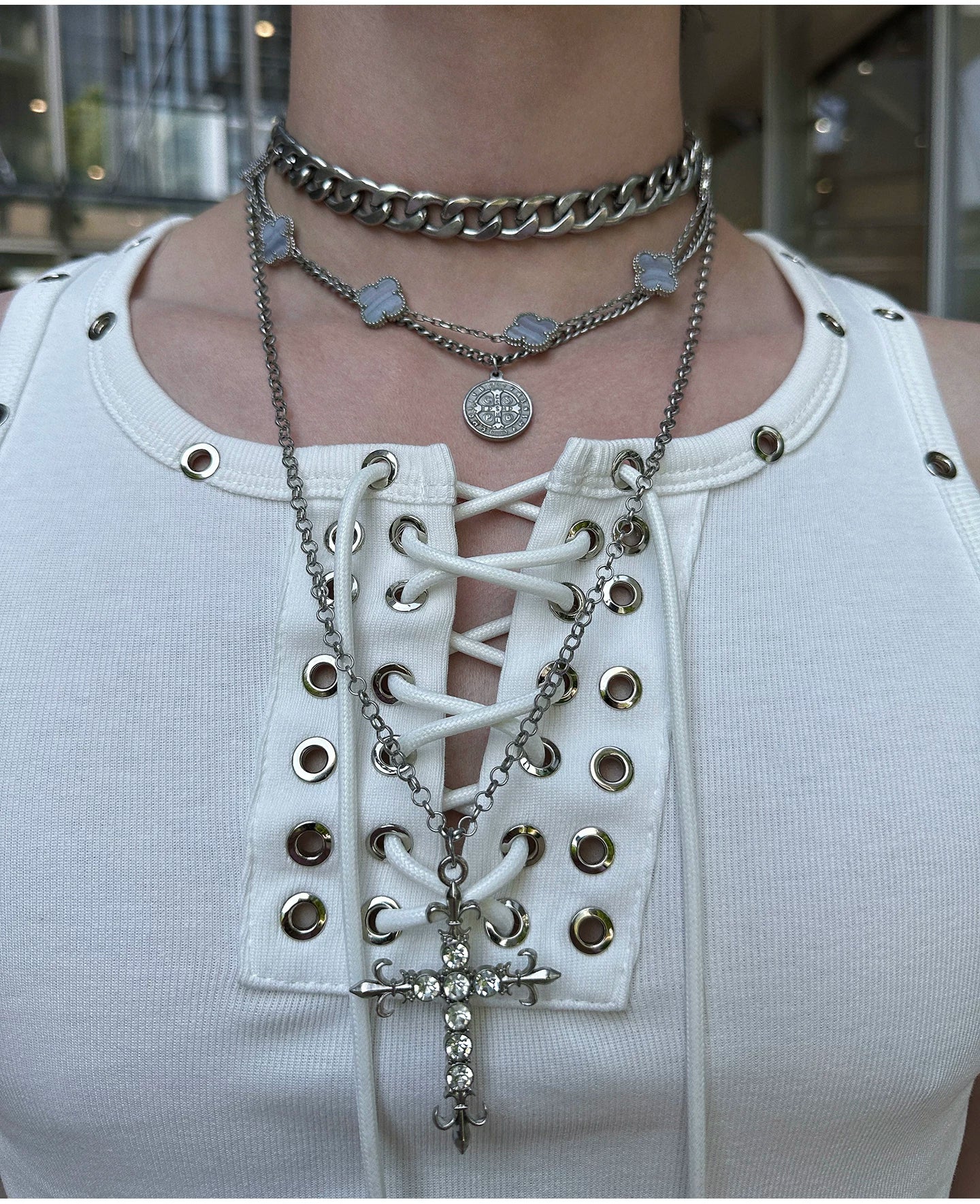 Nightlock Rivet Lace-Up Tank Top