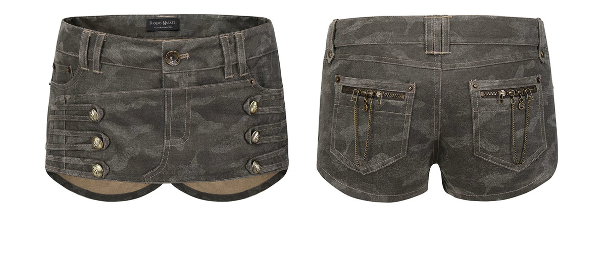 Gravestone Chain Detail Micro Shorts
