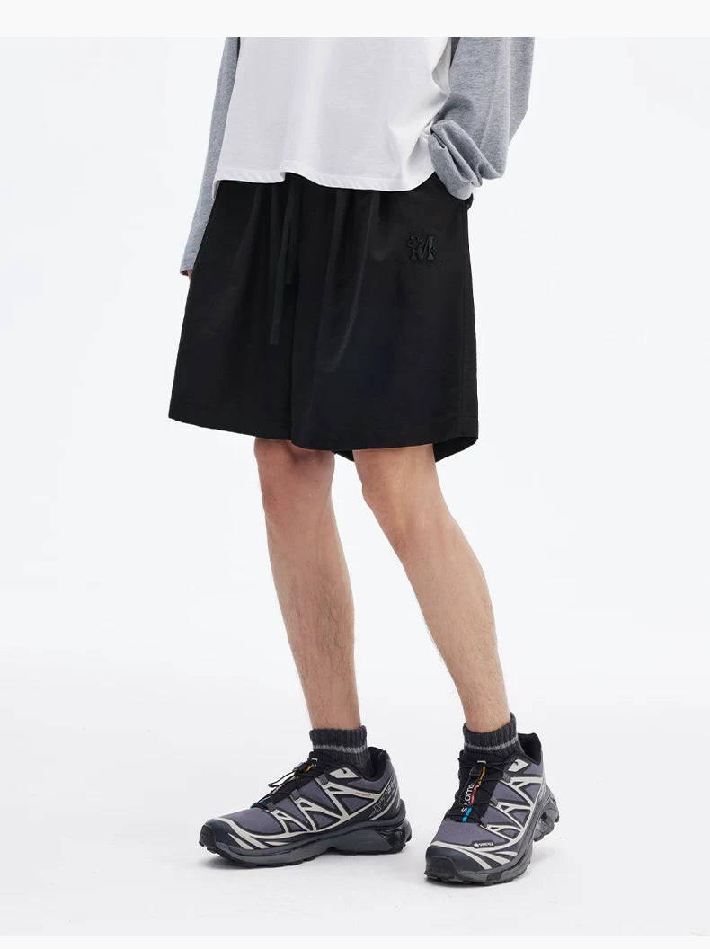 Embroidered Drawstring Bermuda Shorts