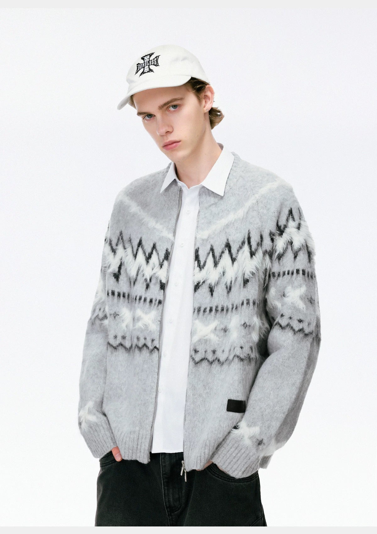 Nordic Frost Zip Knit Cardigan