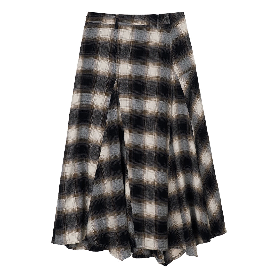 Vintage A-Line Plaid Wool Maxi Skirt