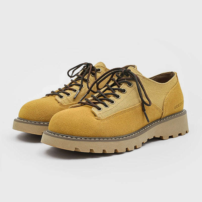 Suede Lace-Up Derby Shoes with Chunky Lug Soles