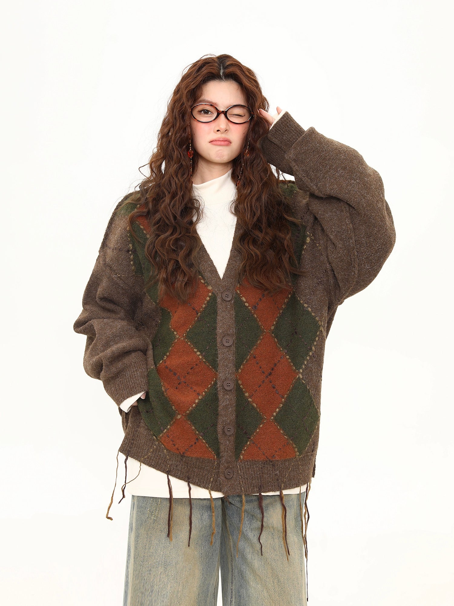 Autumn Scholar Argyle Cardigan