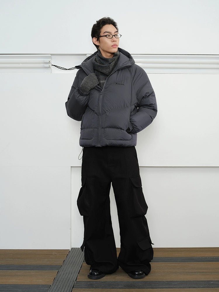 Slate Grey Puffer Hooded Jacket