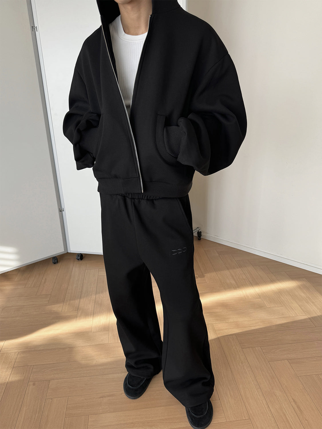 Heavyweight Boxy Hoodie and Wide-Leg Sweatpants Setup