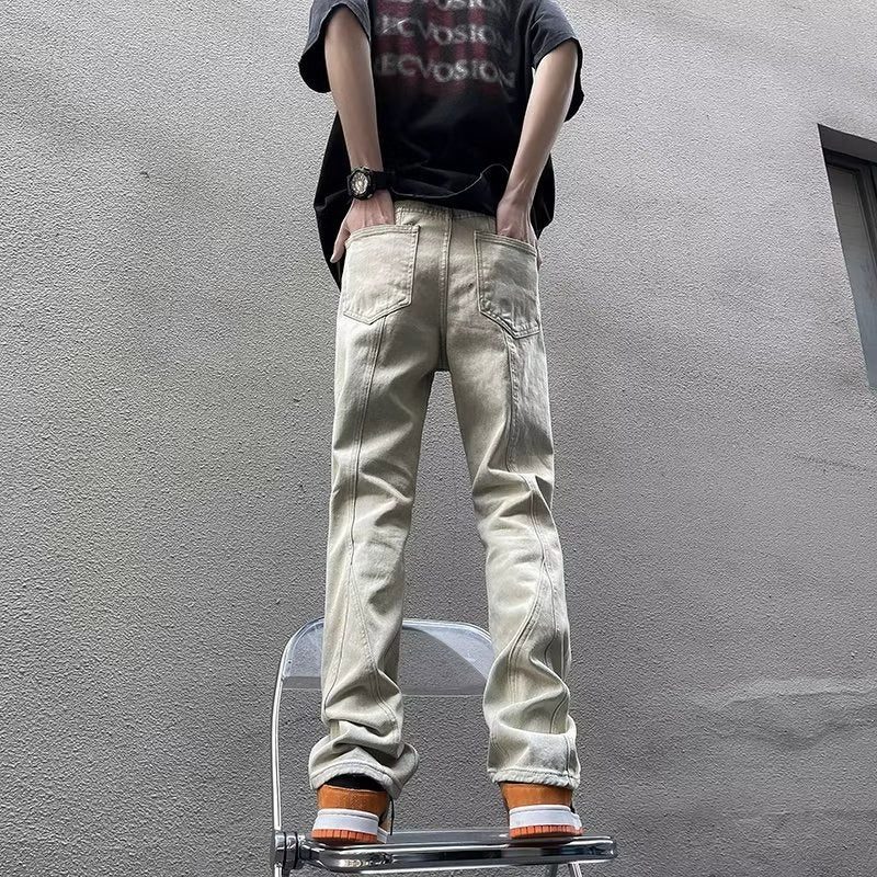 Baggy Light-Wash Jeans with Unique Seam Detailing