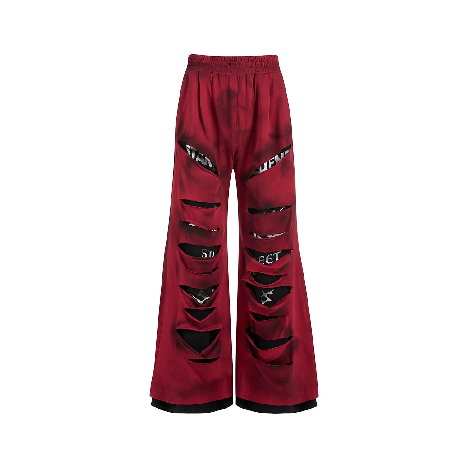 Slashed Text Layered Tee & Micro Flare Pants Setup