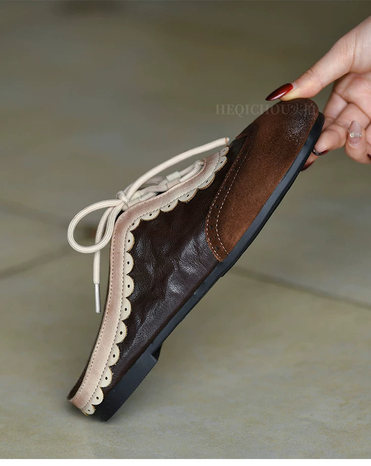 Rosalie Scallop Lace-Up Flats