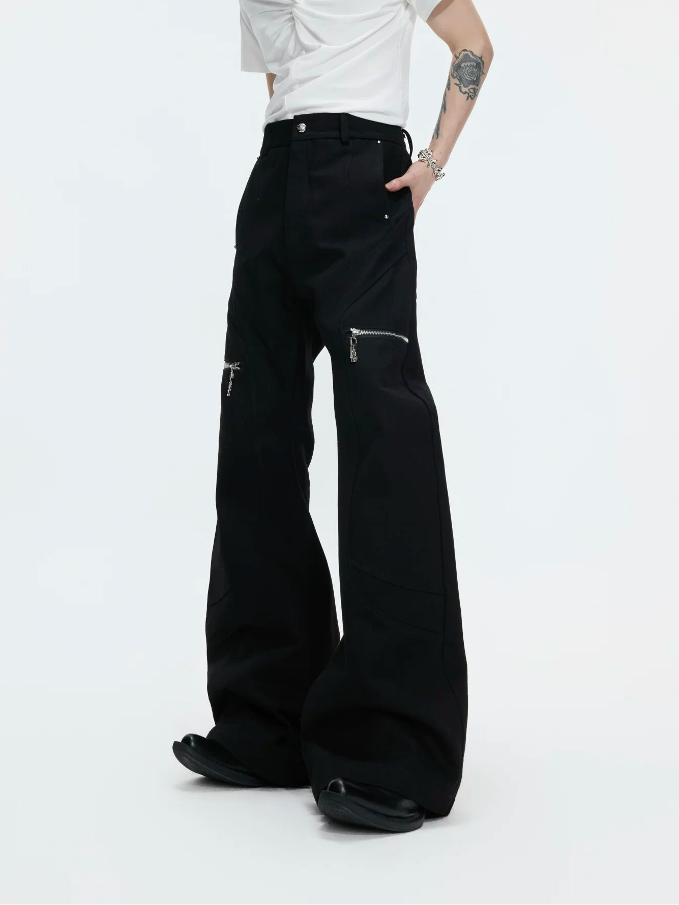 Zip Pocket High Waist Wide Leg Pants