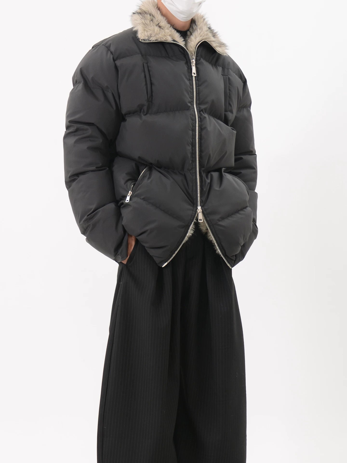 Zip-Up Loose Puffer Workwear Jacket