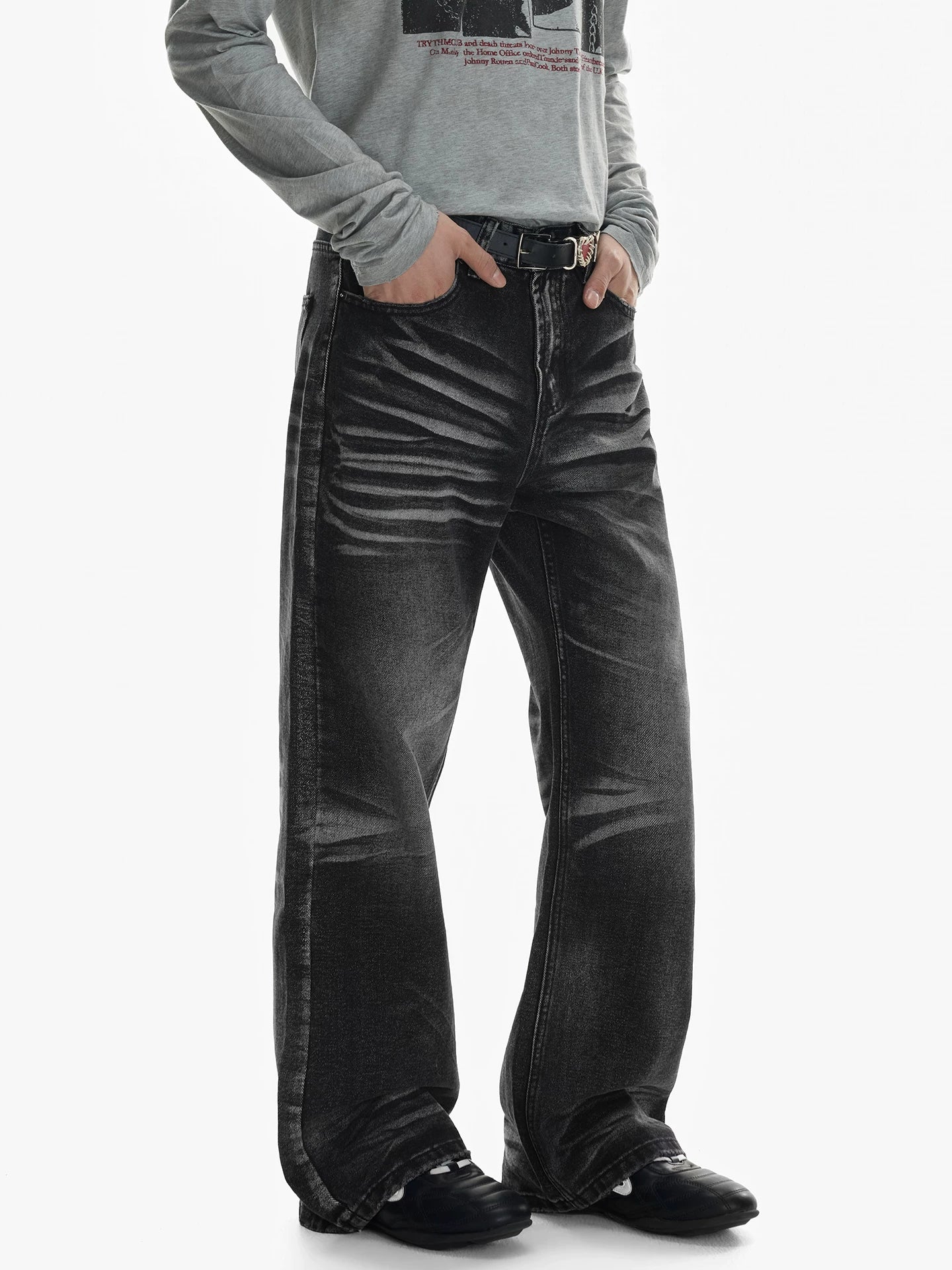 Midnight Crest Faded Flare Jeans