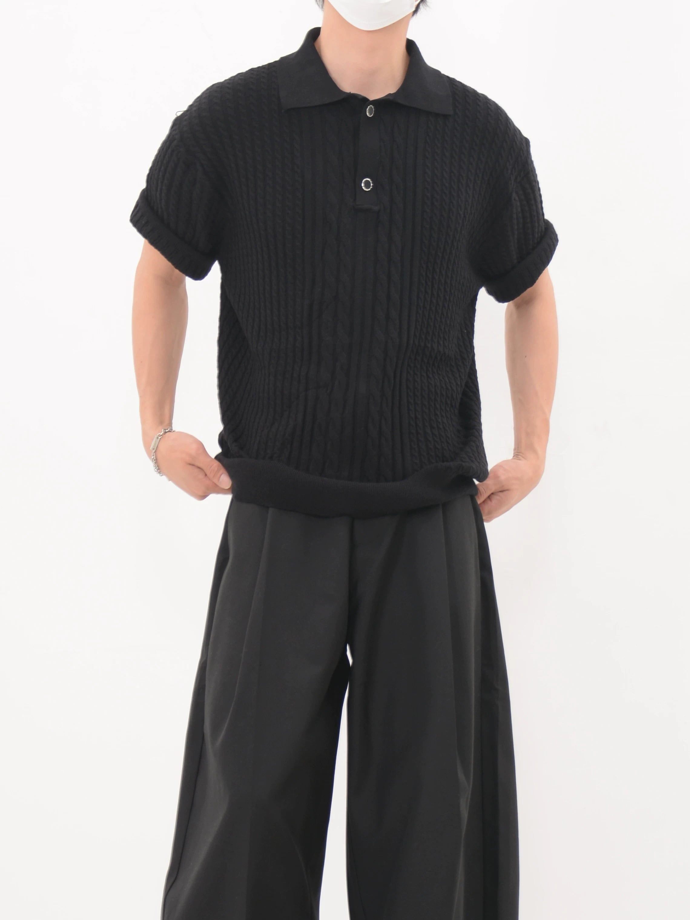 Cable Ridge Knit Polo