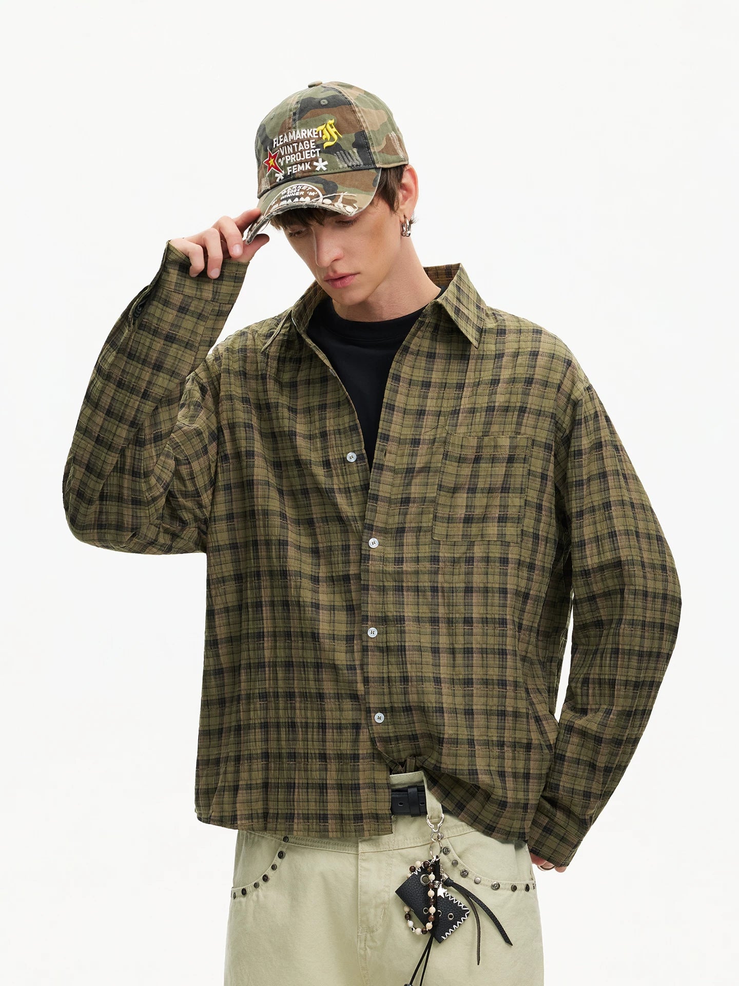 Woodland Grid Oversize Flannel Shirt