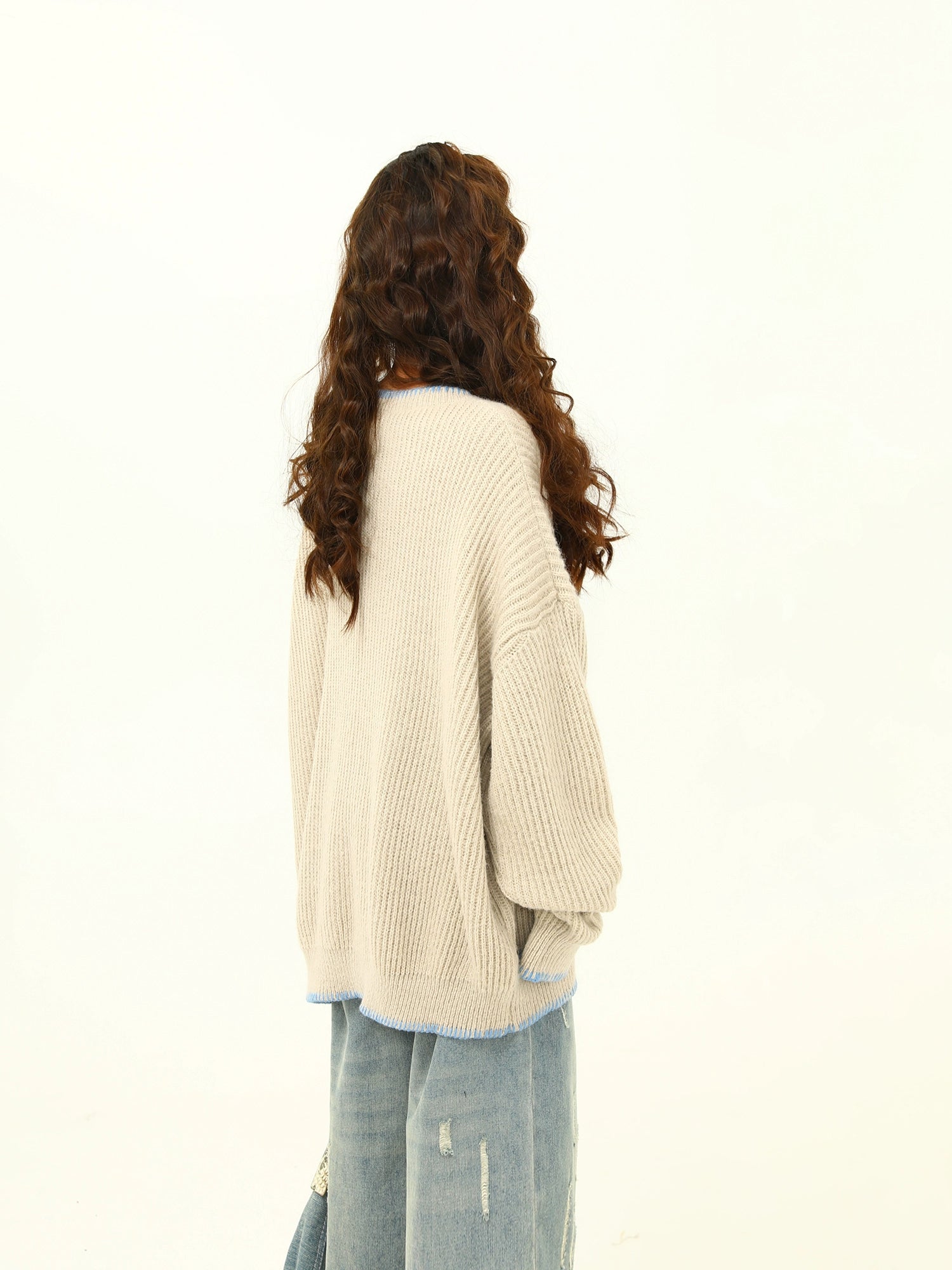 Oversized Cozy Button Trimmed Knit Sweater