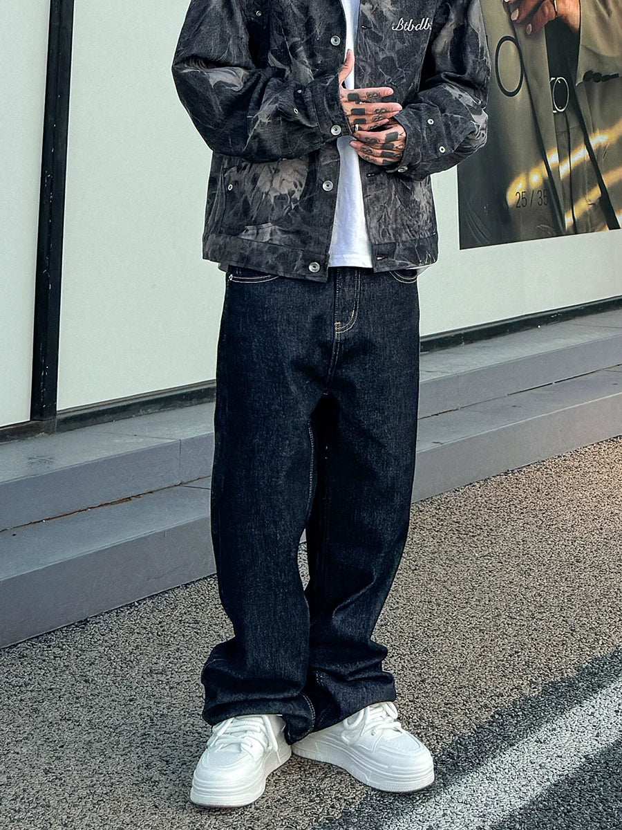 Midnight Fade Relaxed Straight‑Leg Jeans