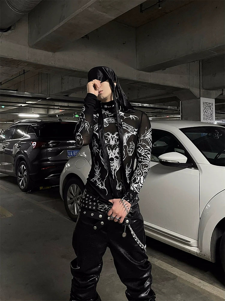 Gothic Flame Mesh Top