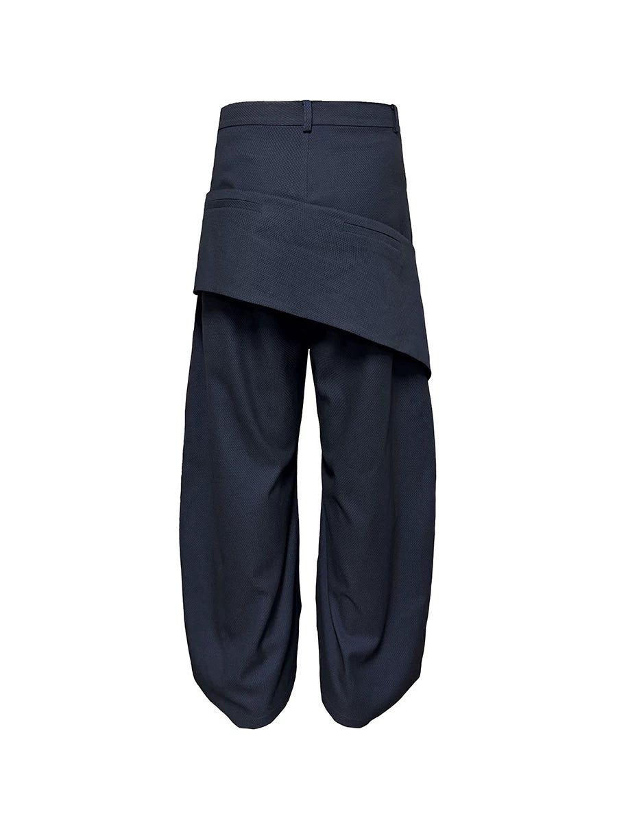 Oversized Zippered Hip Pocket Wide-Leg Trousers