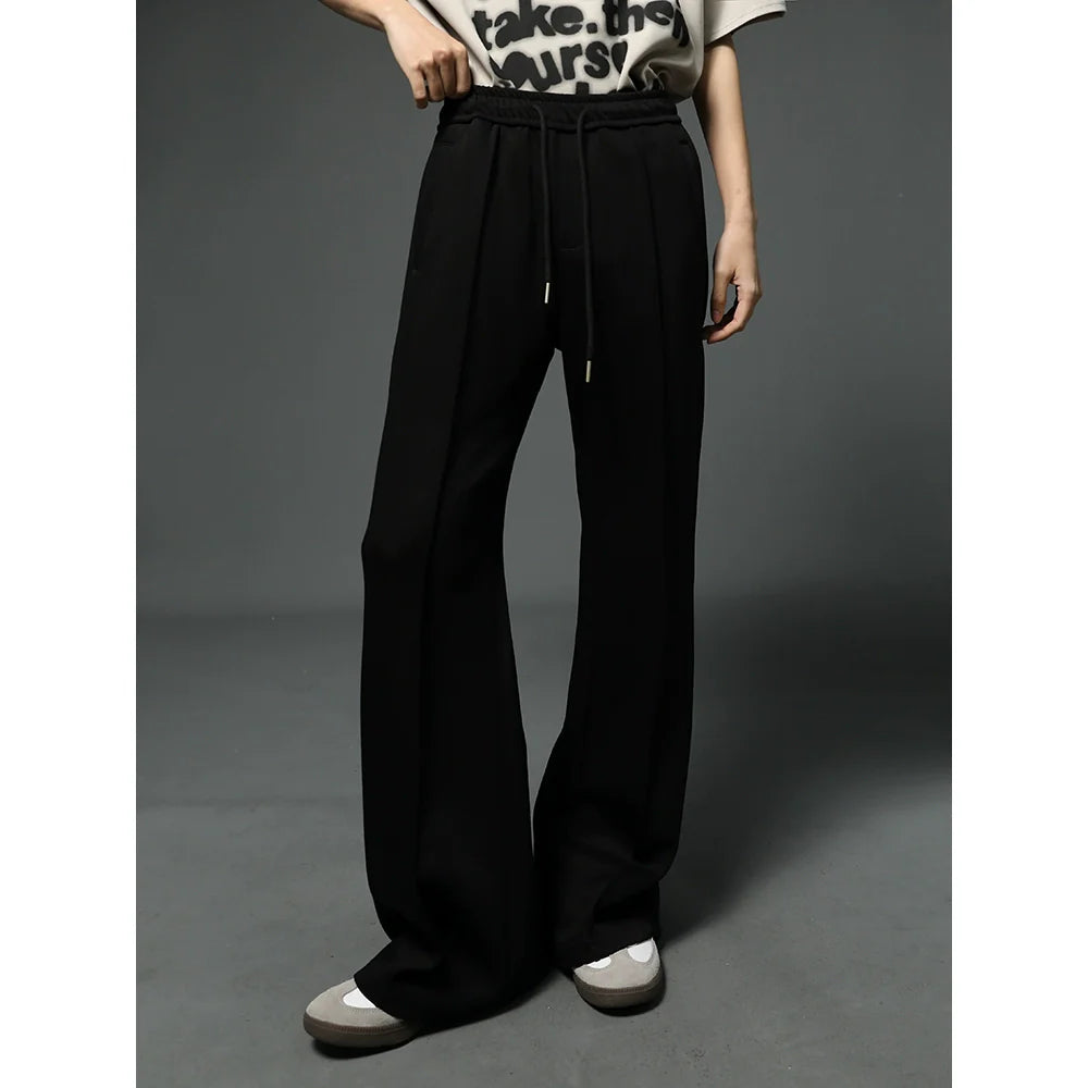 Wide-Leg Black Drawstring Lounge Pants