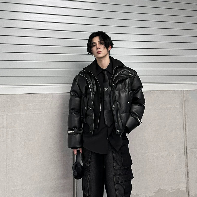 Nightcore Aegis Padded Leather Puffer Jacket