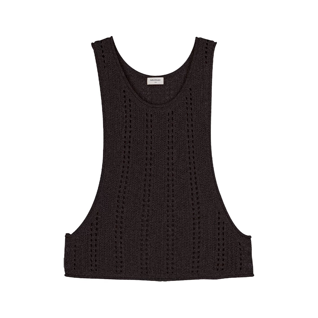 Open-Knit Button-Detail Vest
