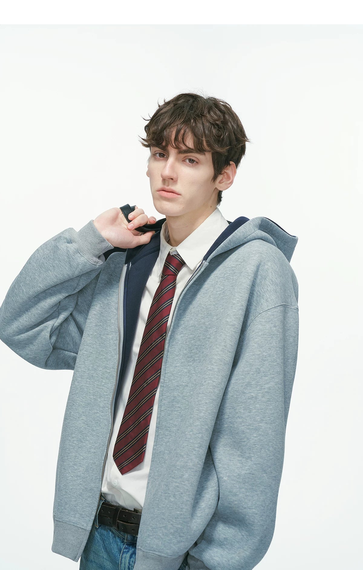Dual-Tone Varsity Zip Hoodie