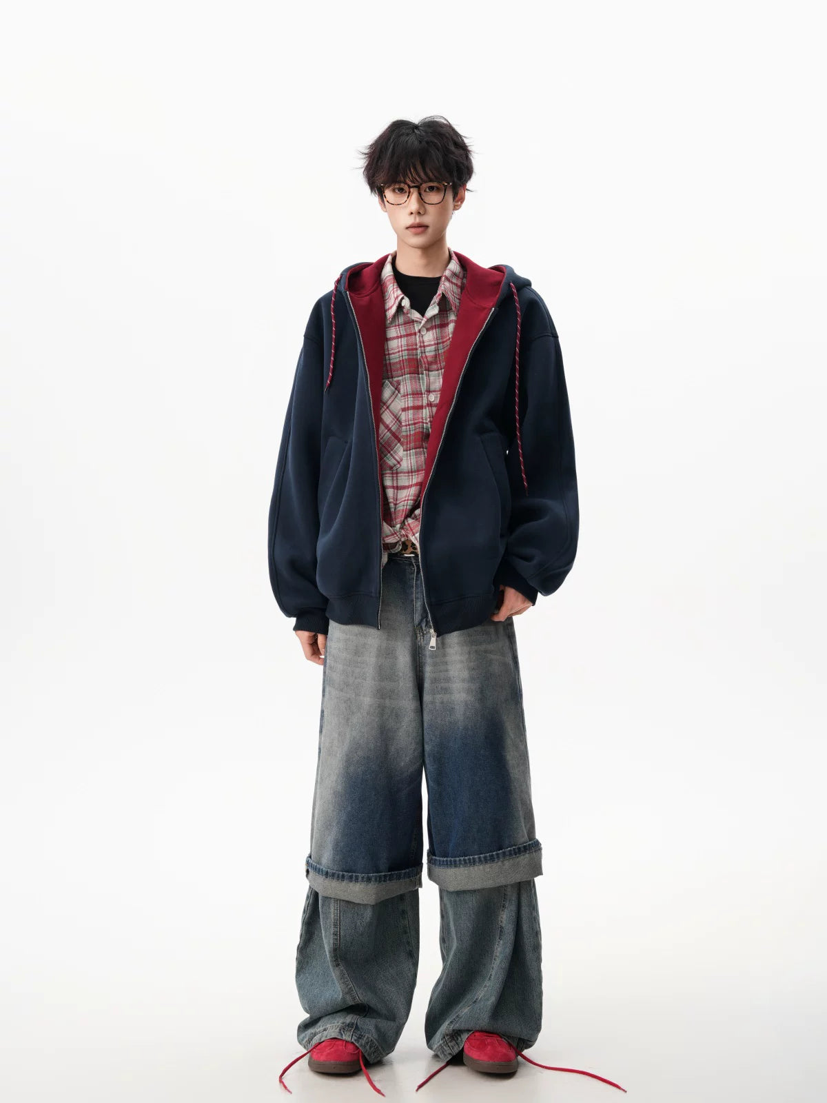 Echo Cord Contrast Zip Hoodie