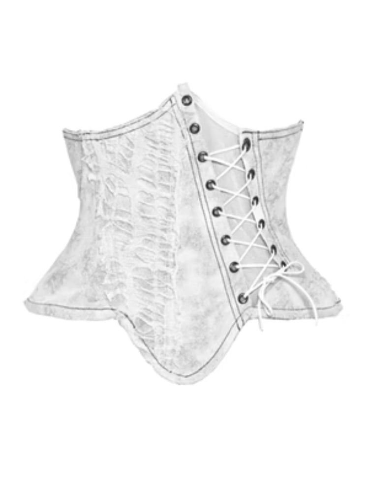 White Lace-up Underbust Corset