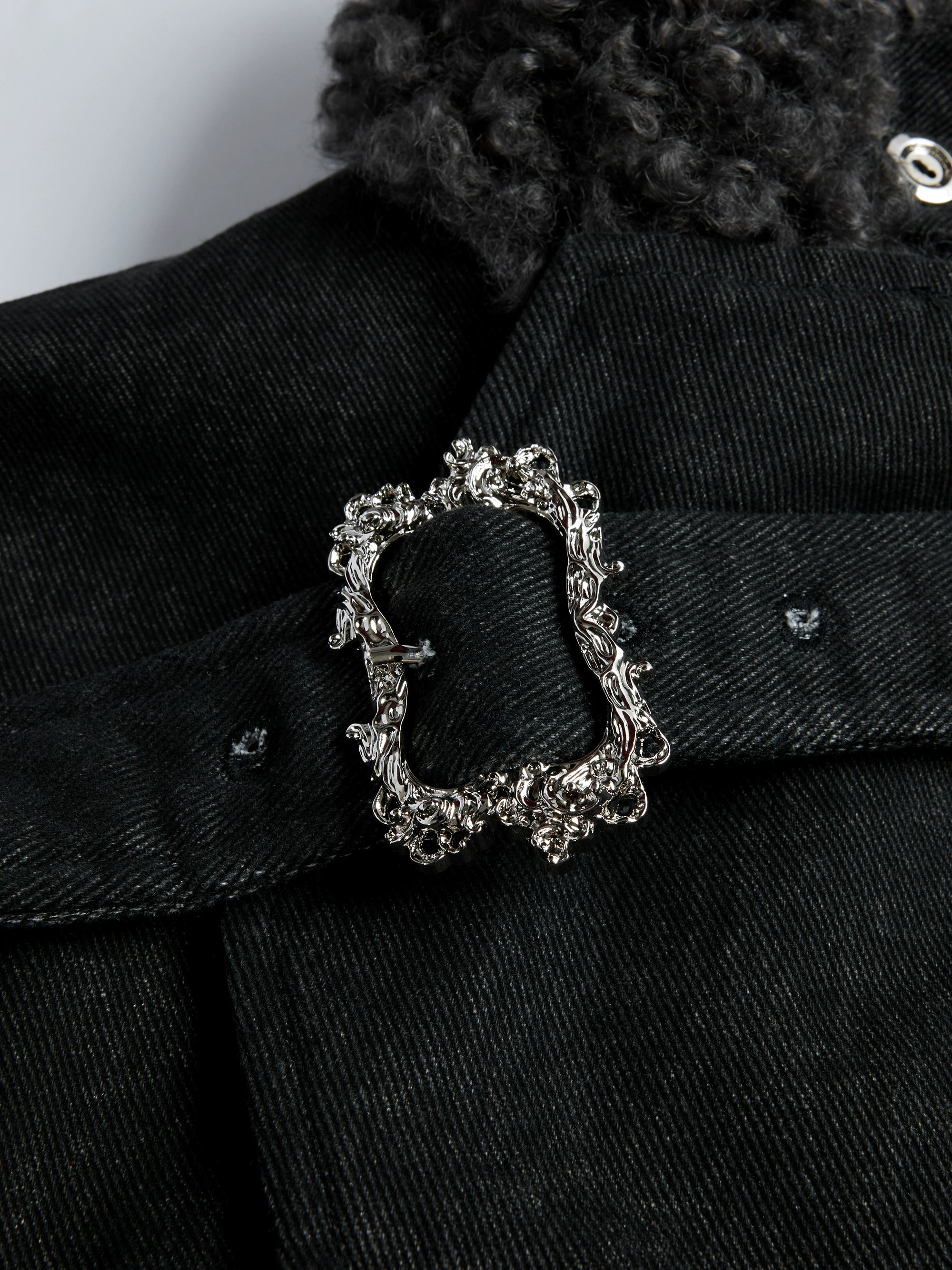 Buckle Neck Sherpa Collar Jackets