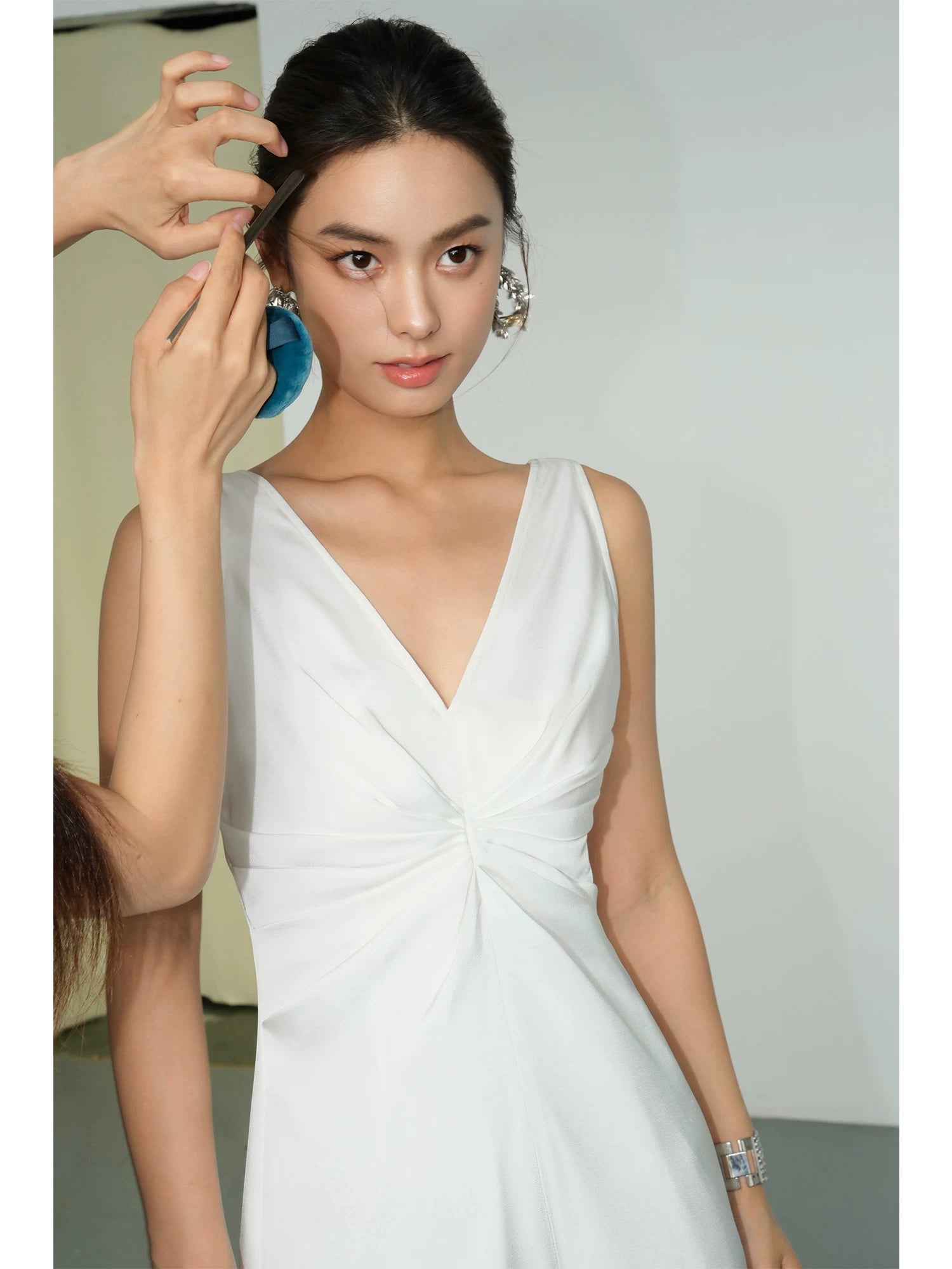Twilight Drape Knot Satin Maxi Dress