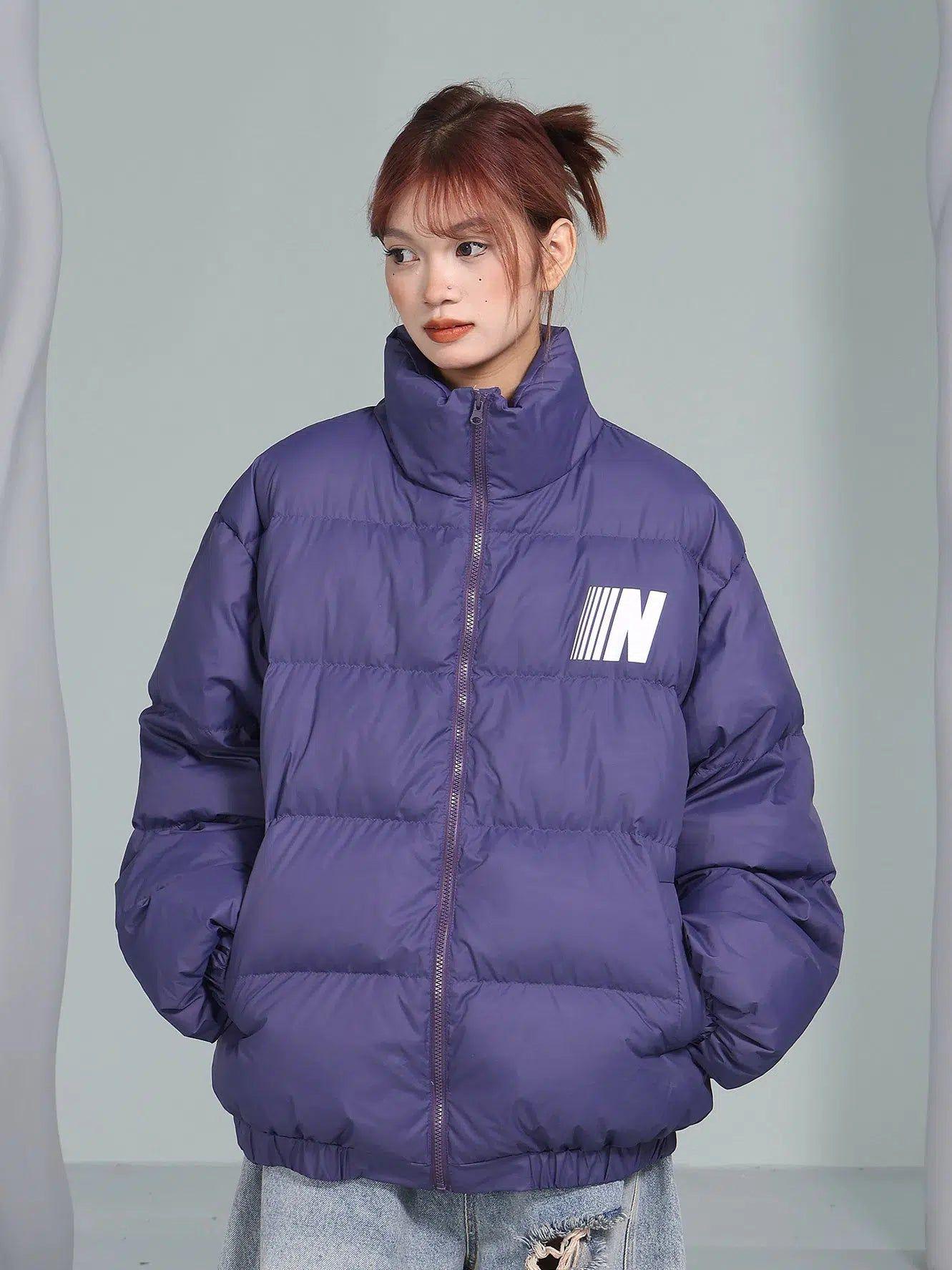 High Collar Puffer Jacket for Casual Wear - chiclara