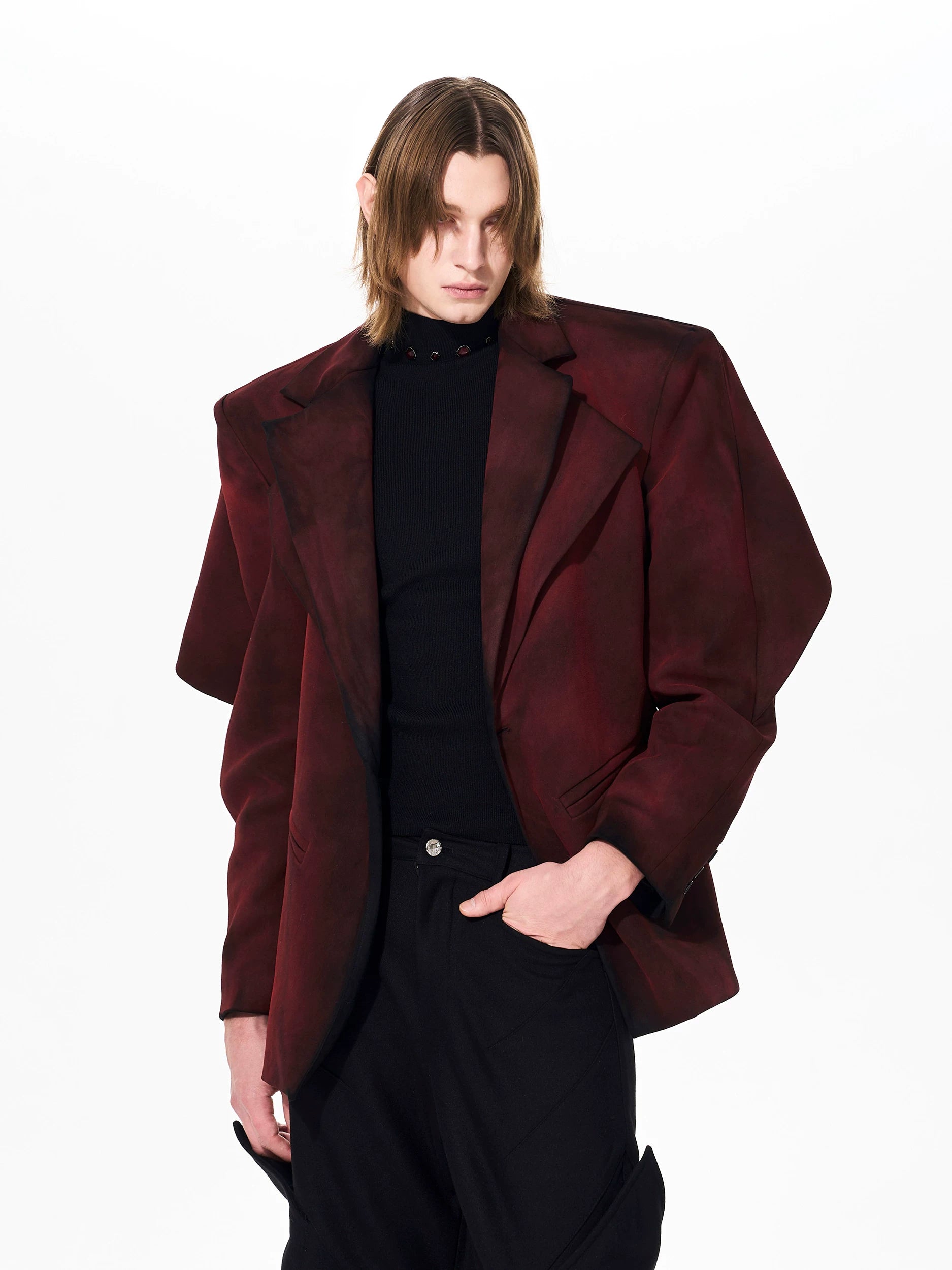 Crimson Shroud Detachable-Cape Blazer