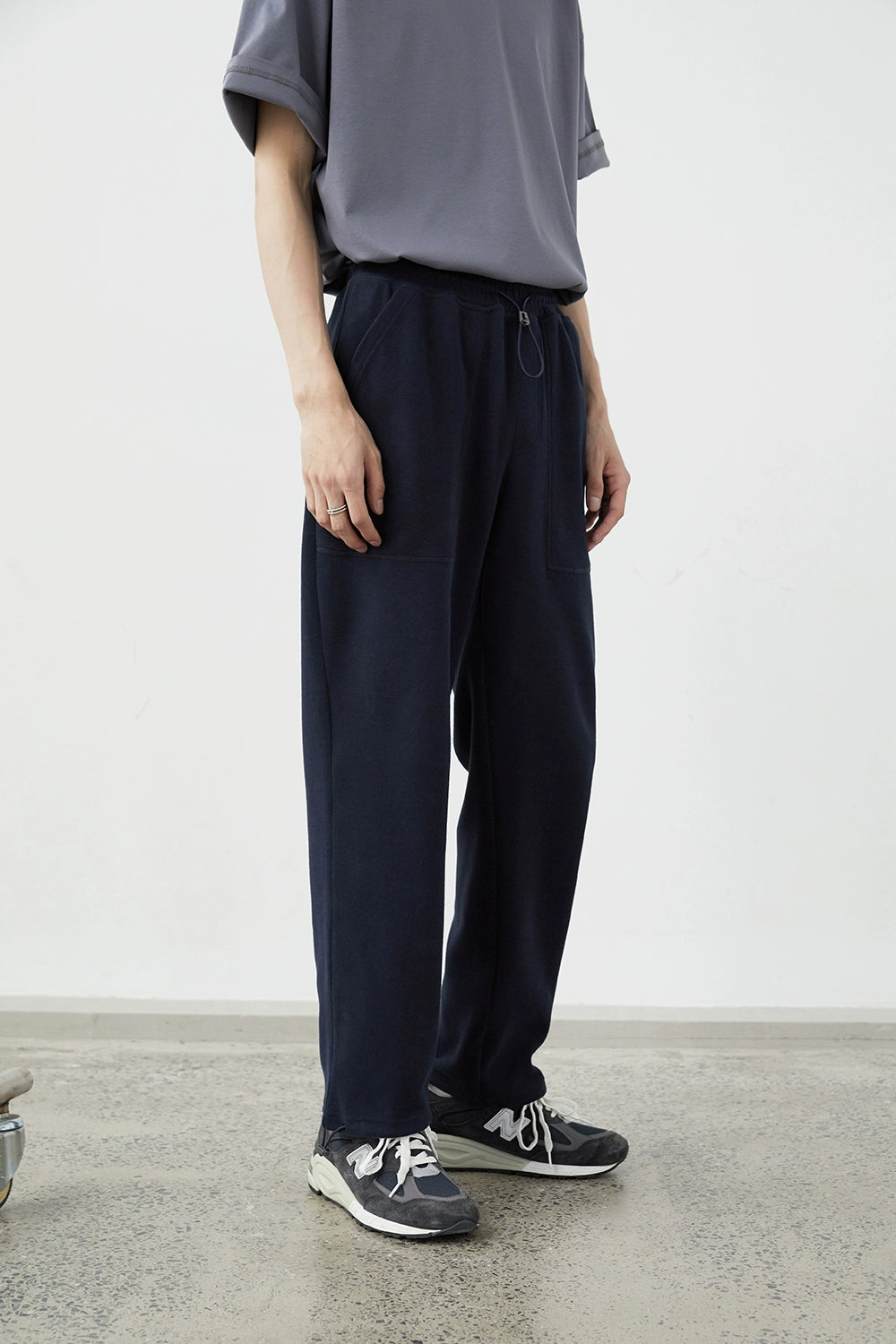 Drawstring Wide-Leg Athletic Pants