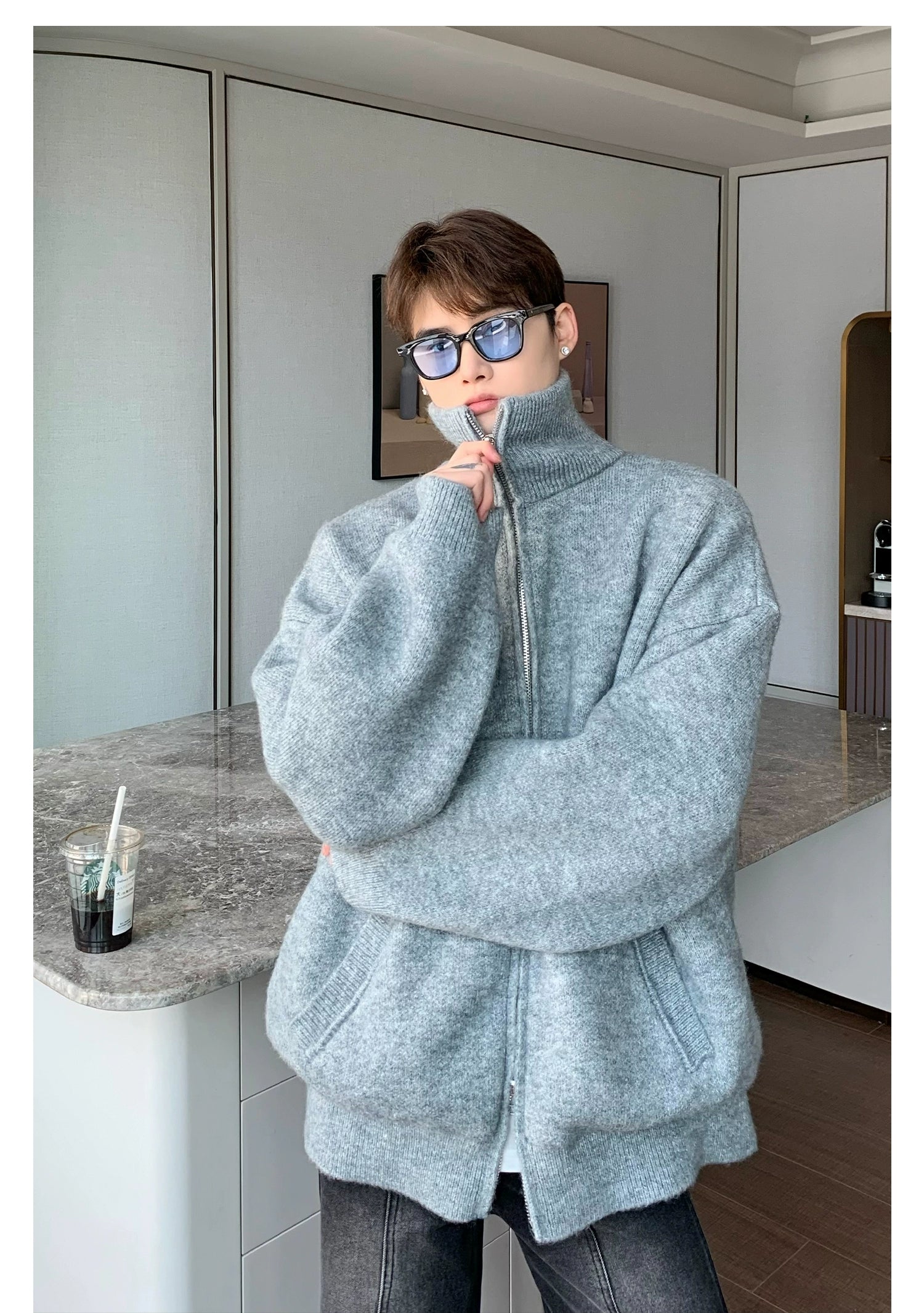 Zip Up Knit Jacket