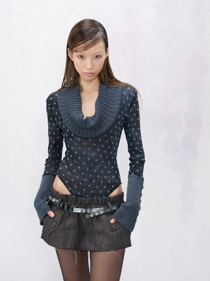 Storm Dots Cowl Knit Bodysuit