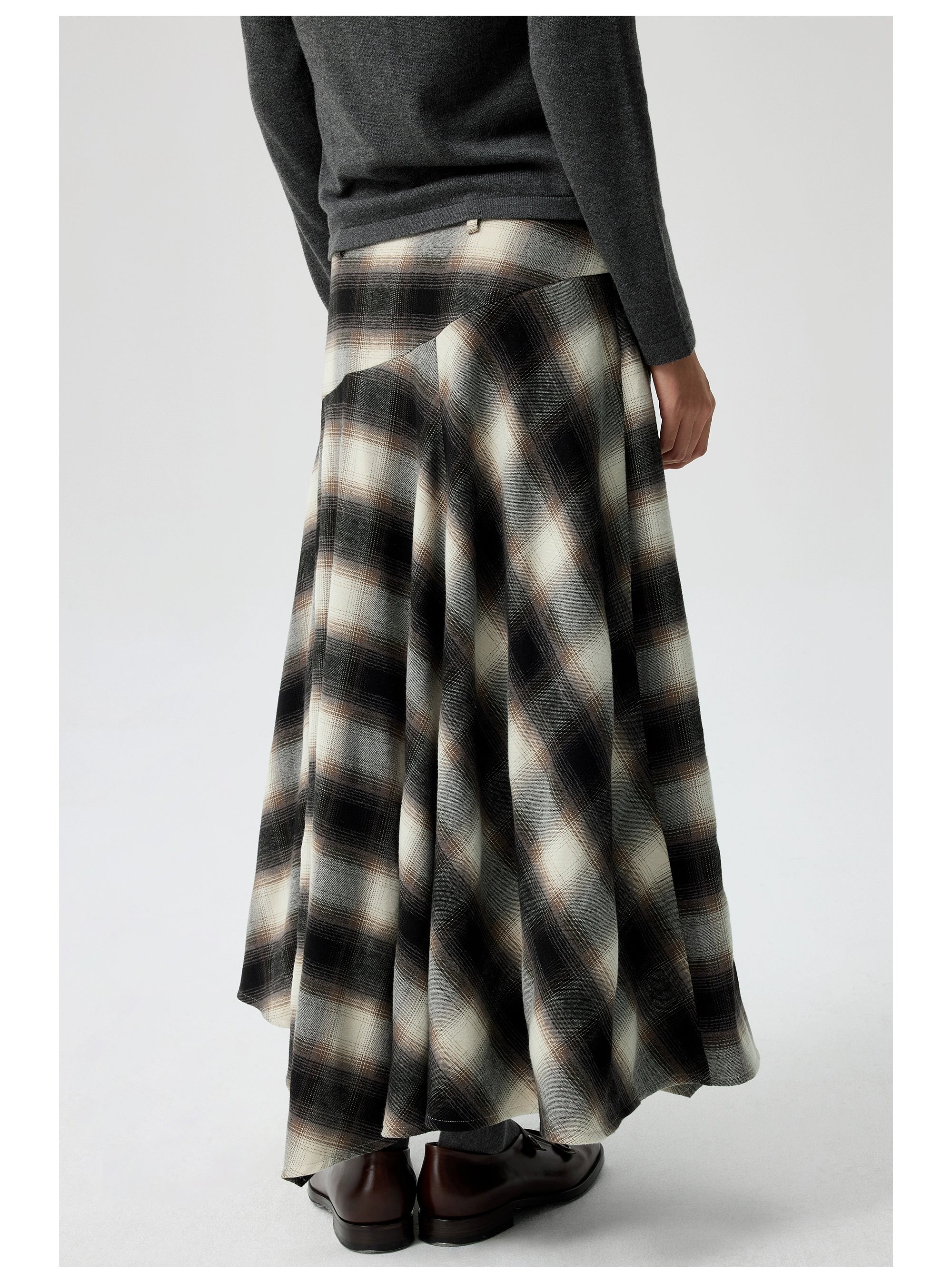Vintage A-Line Plaid Wool Maxi Skirt