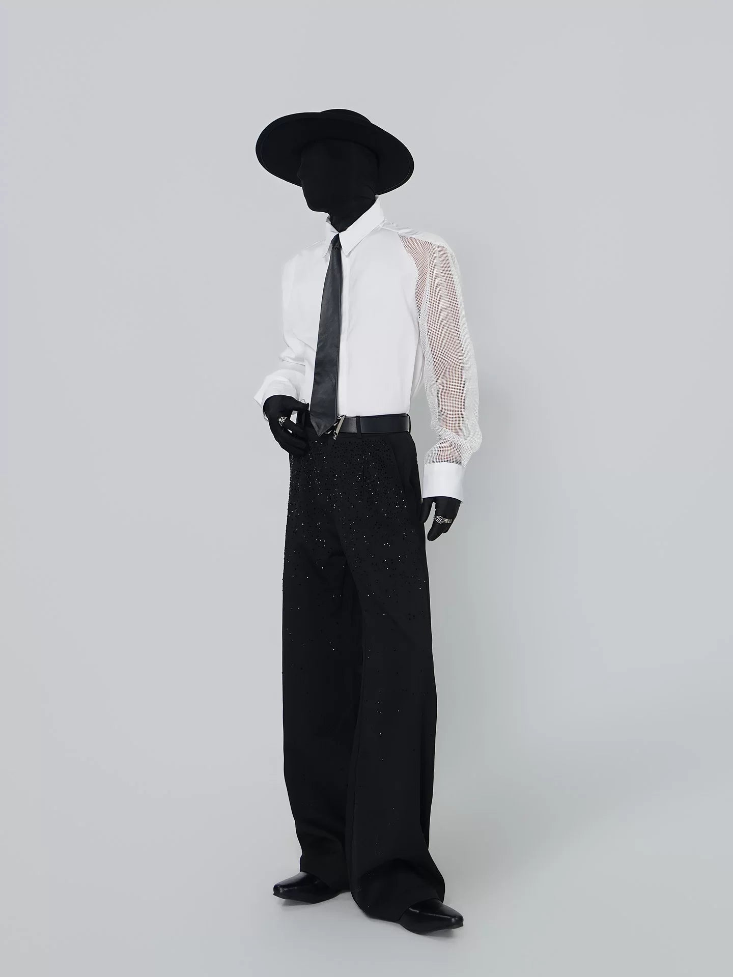 Circuit Mesh-Sleeve Contrast Shirt