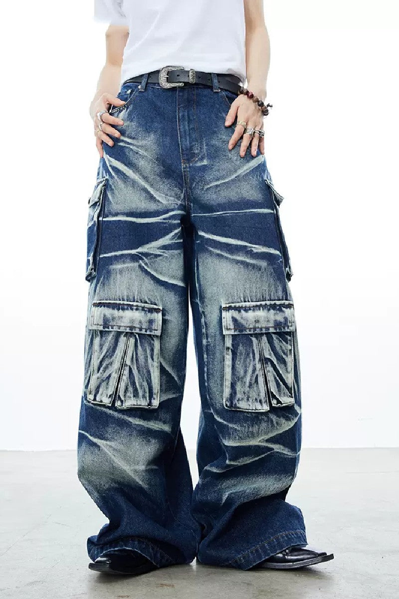 Rugged Heavy Washed Oversized Jeans - chiclara