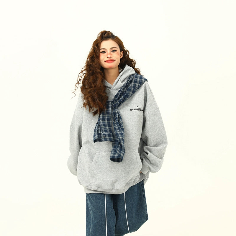 Plaid Accent Cozy Hoodie