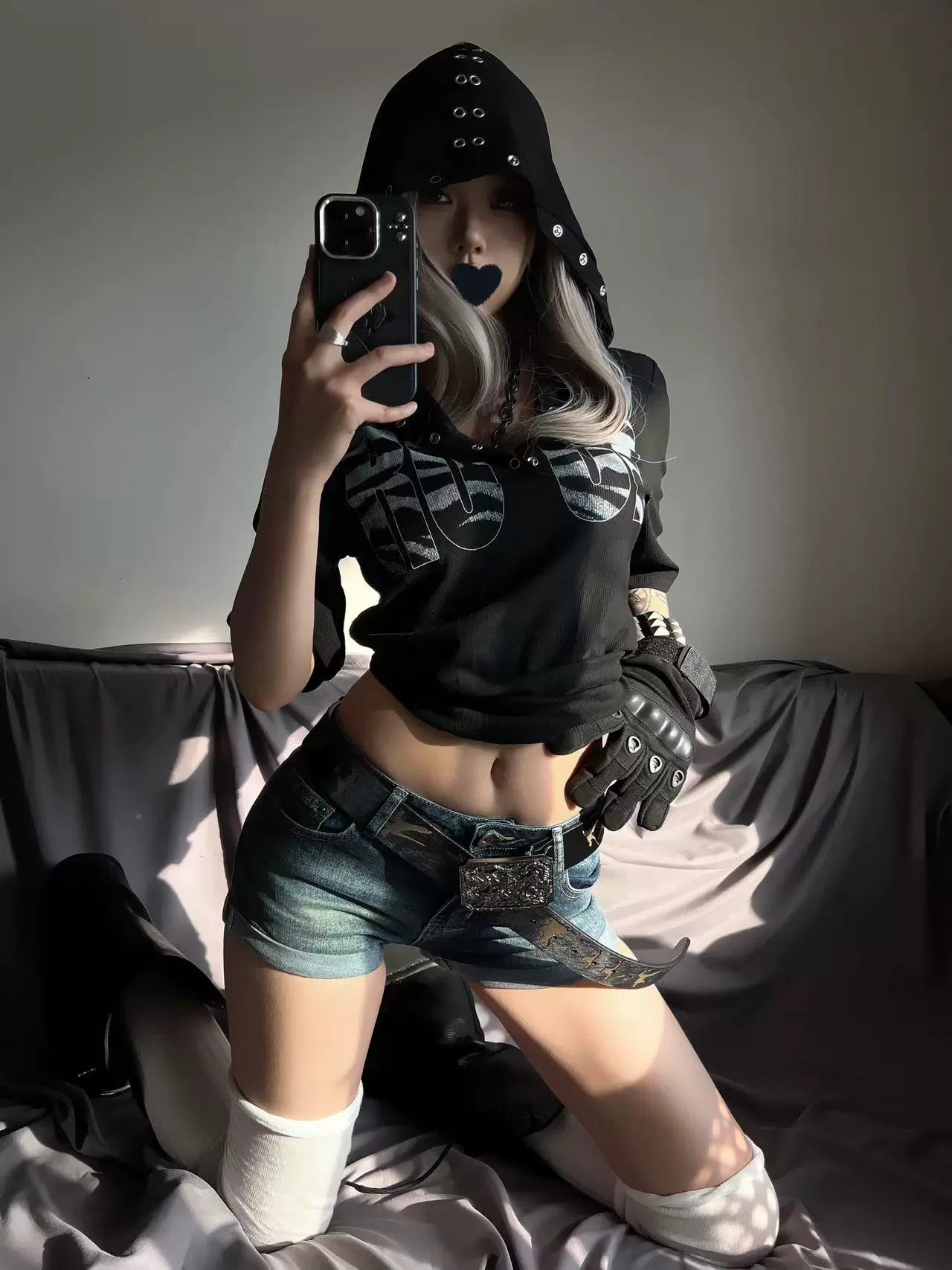 Midnight Rivet Shadow Hoodie Tee