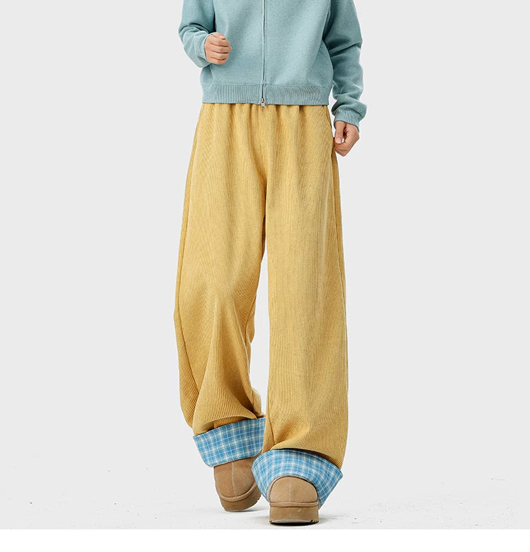 Check Cuff Corduroy Trousers