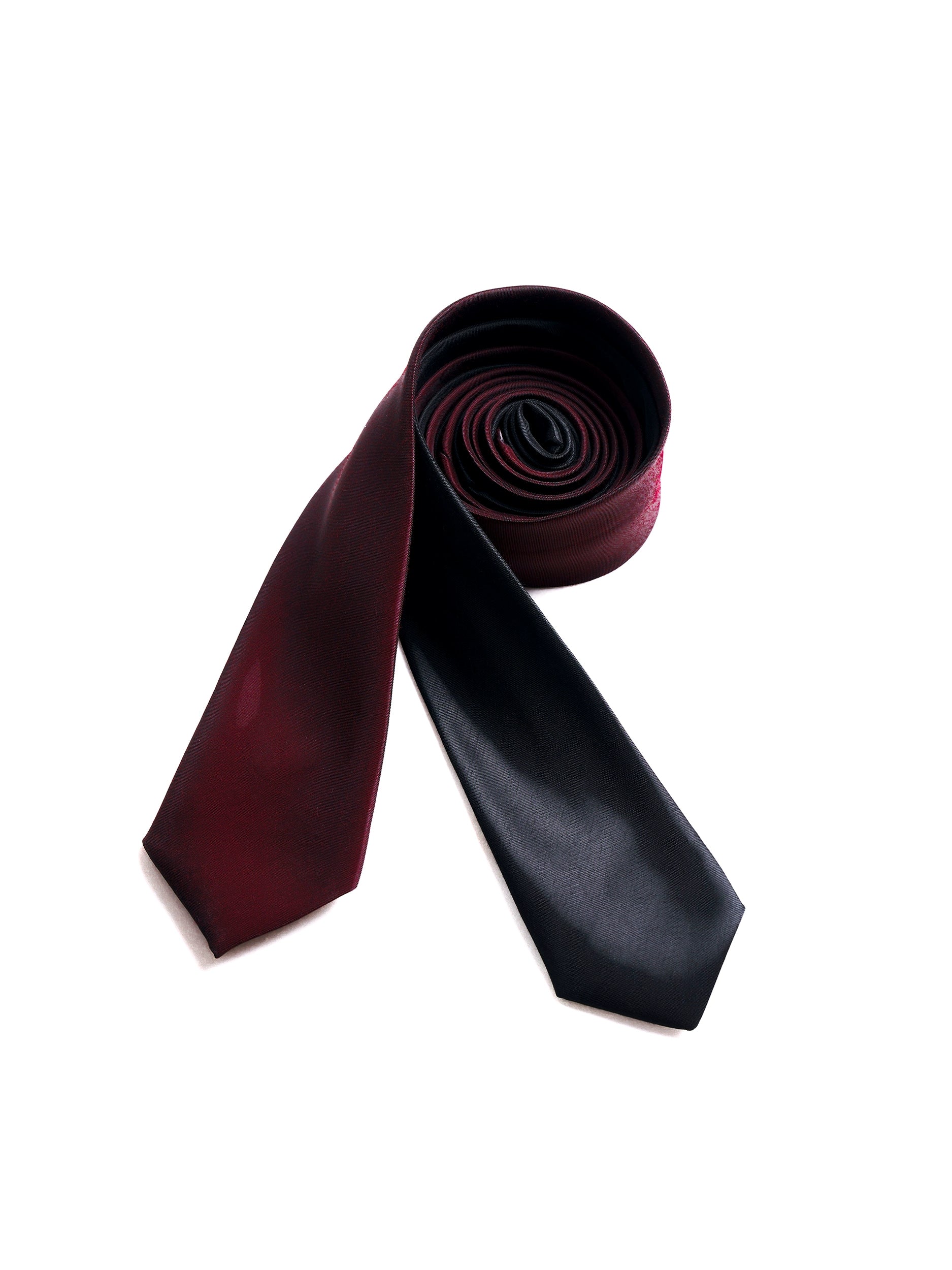 Glossy Black and Burgundy Neckties