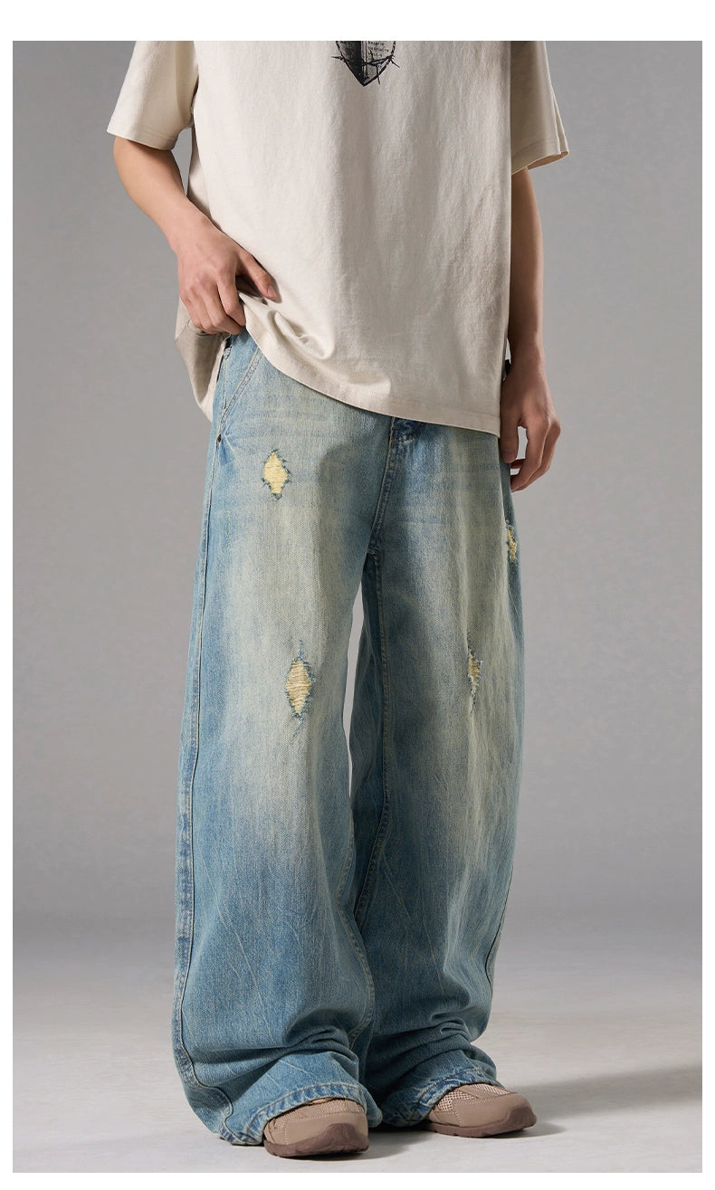 Drifted Sky Shredded Wide Jeans