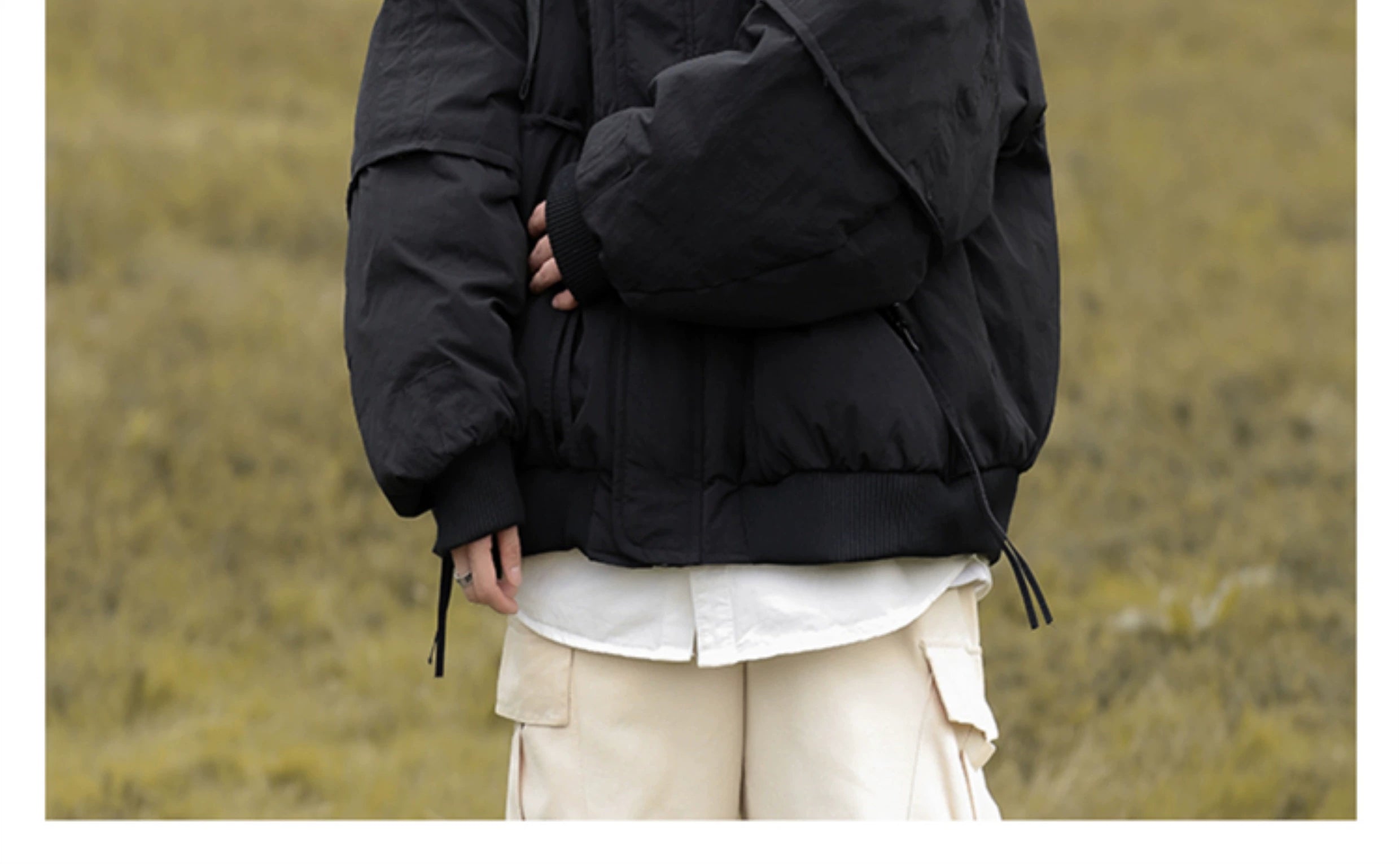 Oversized  Bomber Jacket with Ribbed Collar and Cuffs