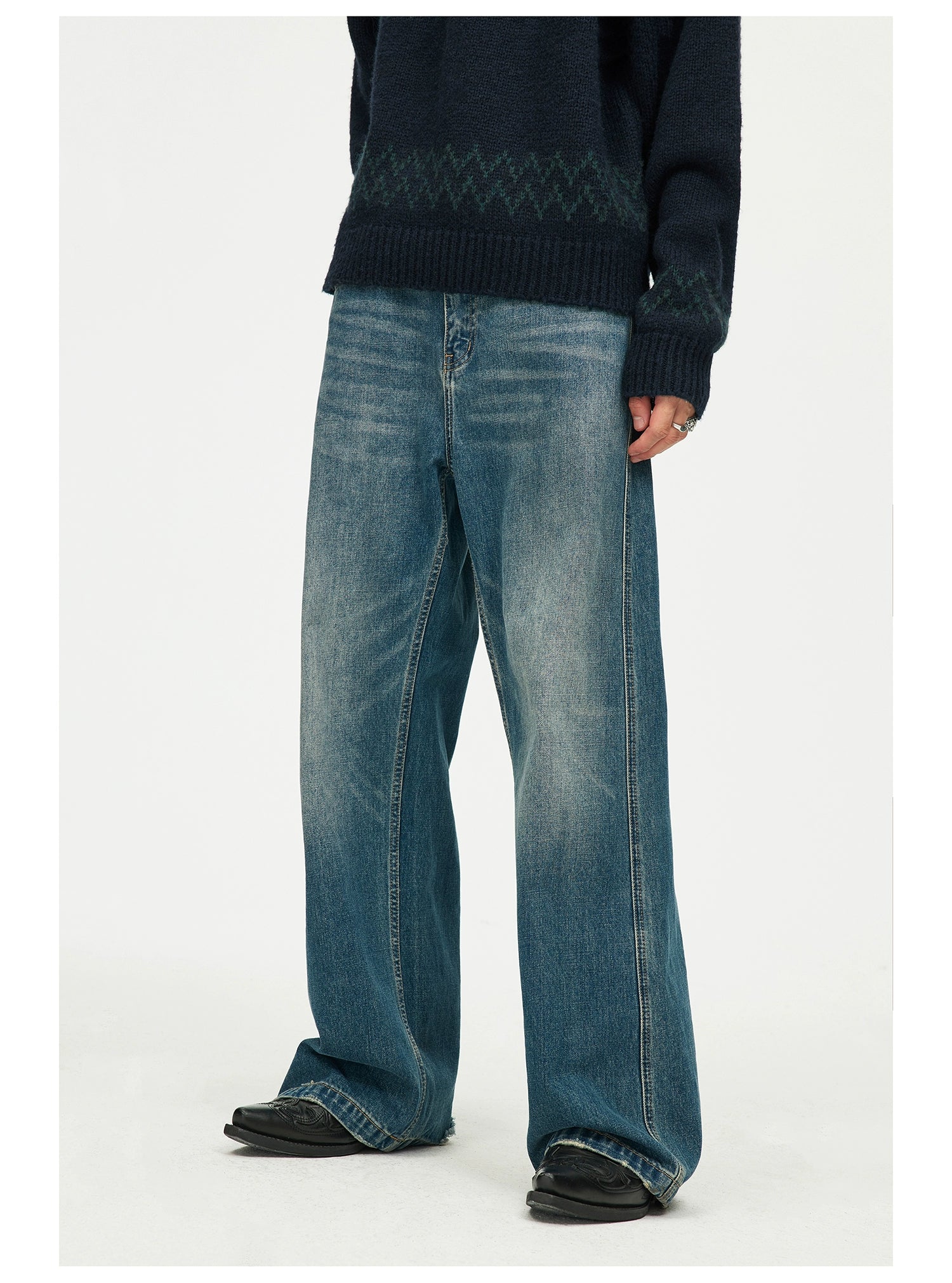 Dark Wash Wide-Leg Relaxed Jeans