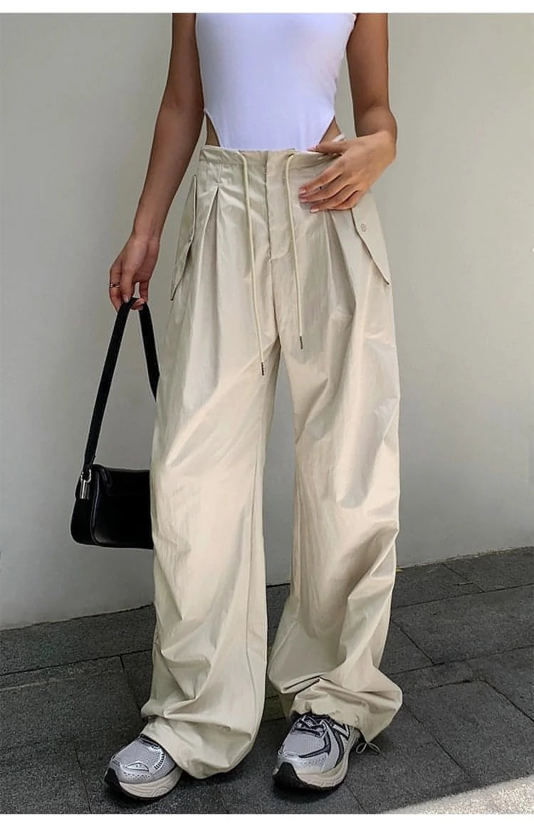 American Retro Wide-Leg Work Pants - chiclara